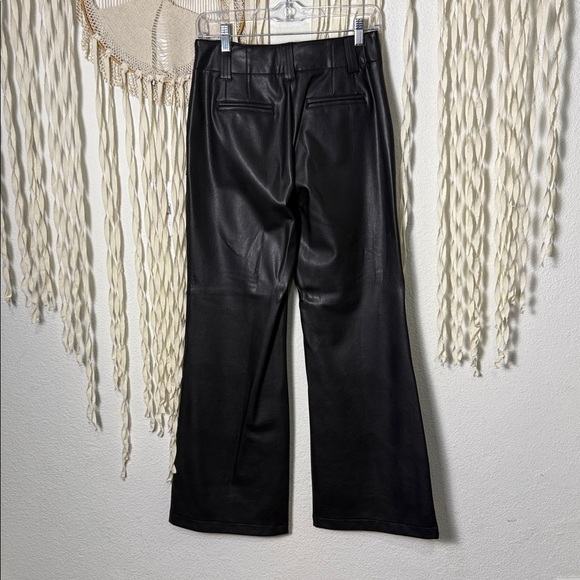 Anthropologie | Maeve Naomi Black Faux Leather Hi/Rise Wide Leg Pant Size US4 - Picture 6 of 11
